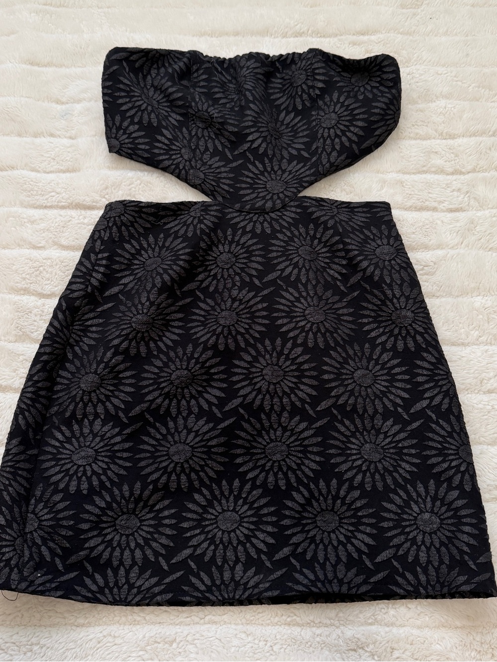 Princess Polly Black Strapless Floral Jacquard Dress